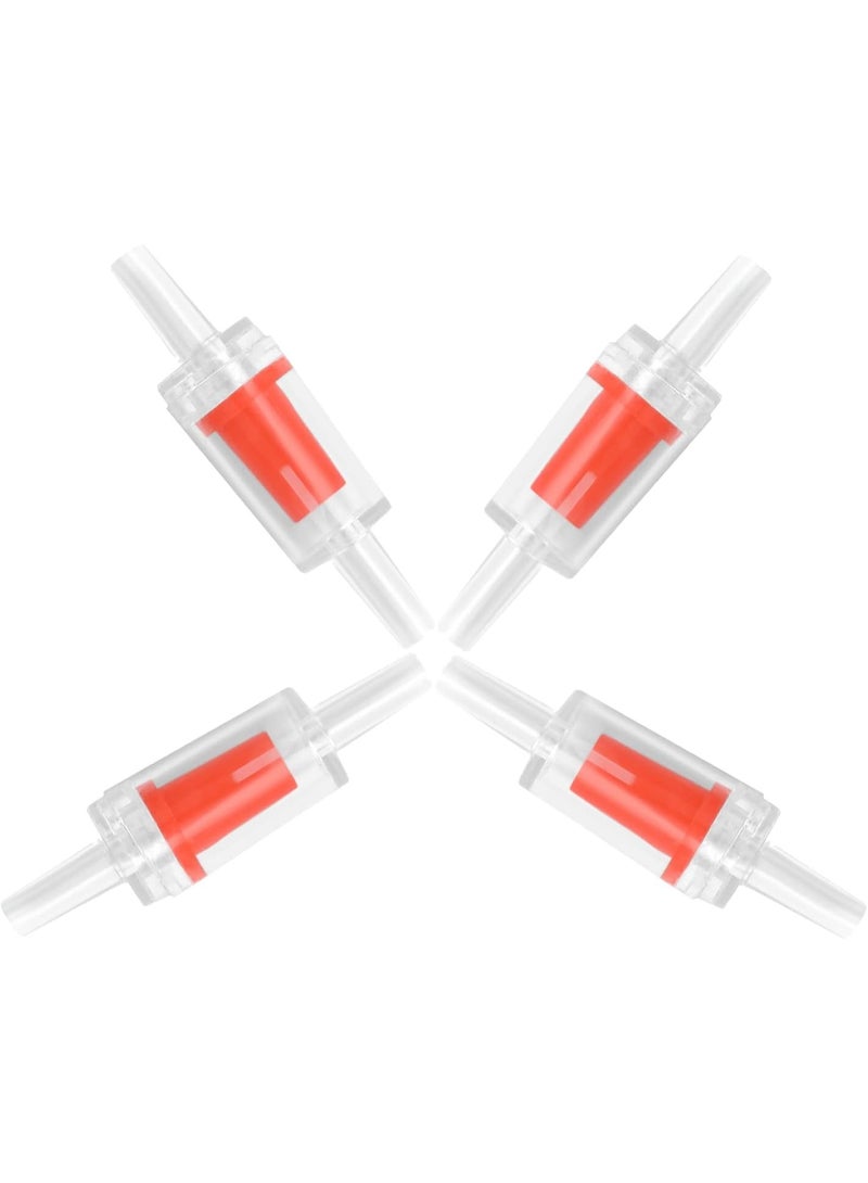 صمامات فحص حوض السمك لمضخات الهواء الشائعة، صمامات فحص مضخة هواء حوض السمك من البلاستيك الشفاف الأحمر، صمام فحص أحادي الاتجاه غير رجوعي لأنابيب الهواء في حوض السمك، 4 قطع، 4 ملم - Image 1